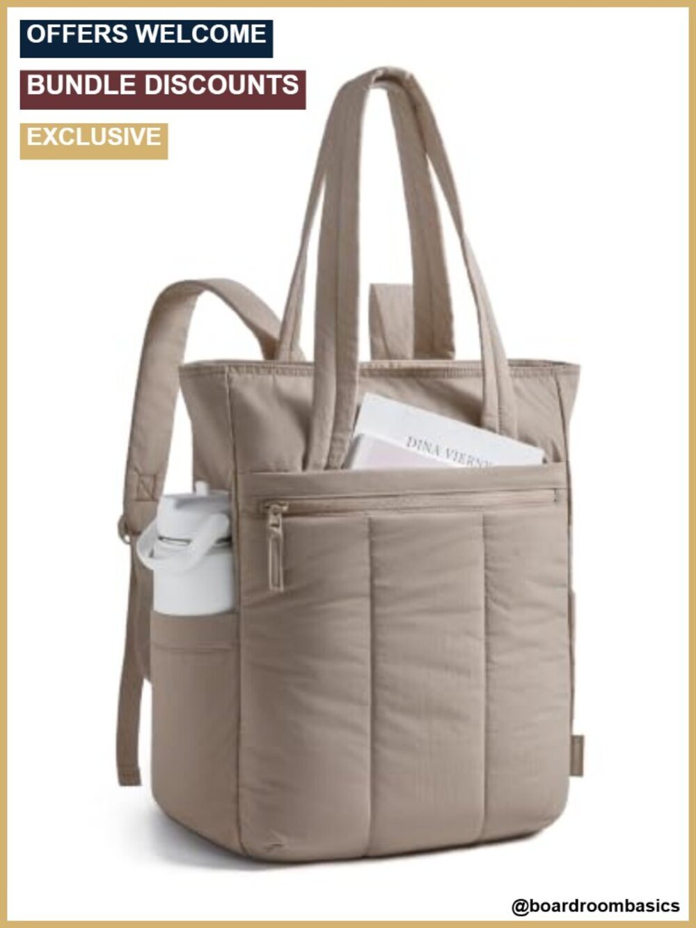 Convertible Tote Backpack for Work and Travel, 15.6 Inch Laptop Compartment